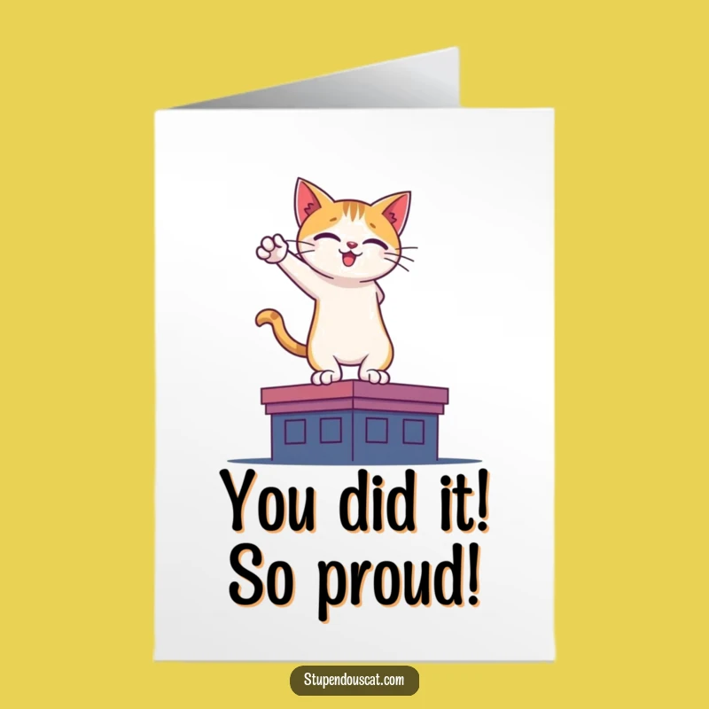 Free Printable Congratulations Card: Hero Cat Rooftop, Funny Superhero Feline Downloadable Gift