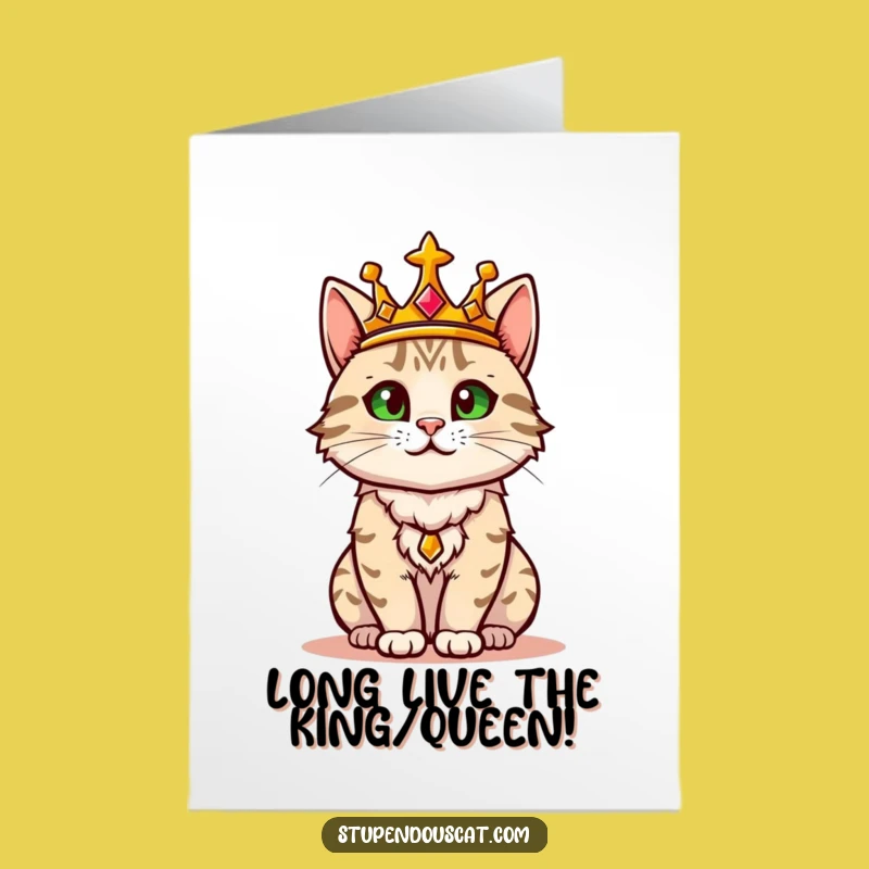 Free Printable Congrats Card: Regal Cat Crown, Funny Downloadable Gift
