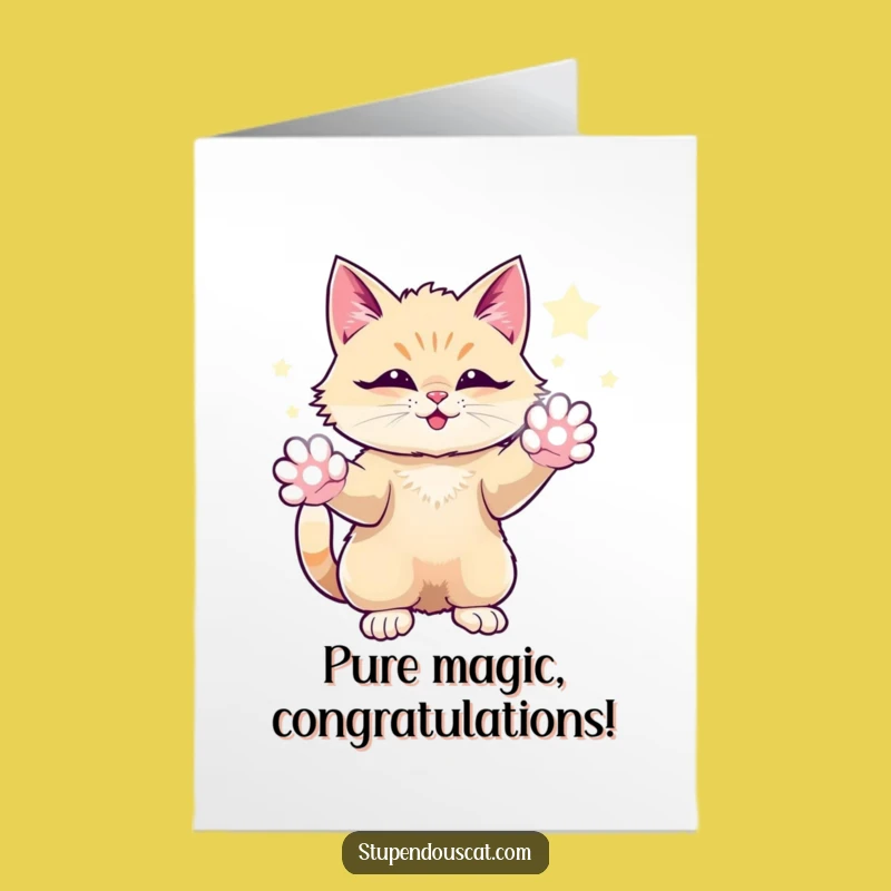Free Printable Congrats Card: Magical Cat Energy, Funny Downloadable Gift