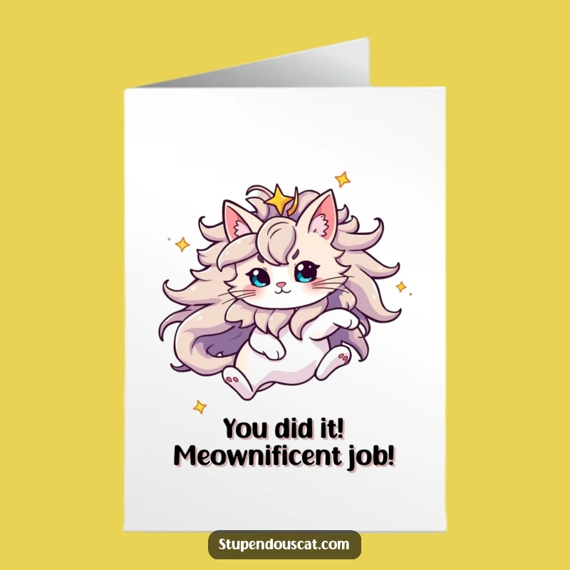 Free Printable Congrats Card: Majestic Star Cat for Epic Wins