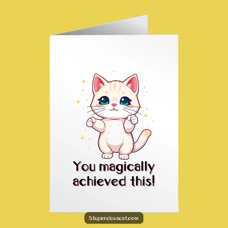 Free Printable Congrats Card: Dazzling Magic Cat - Colorful Downloadable Gift