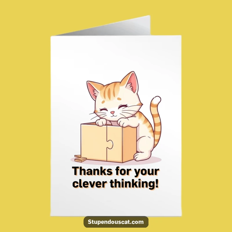 Free Printable Clever Cat Thank You Card - Smart Feline Downloadable Gift
