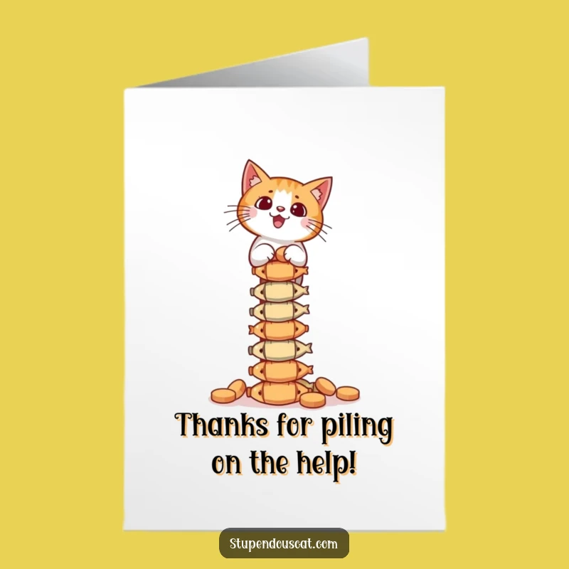 Free Printable Thank You Card: Cat Fish Tower Funny Downloadable Gift