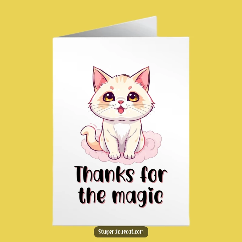 Free Printable Thank You Card: Dazzling Magic Cat, Downloadable DIY Gift