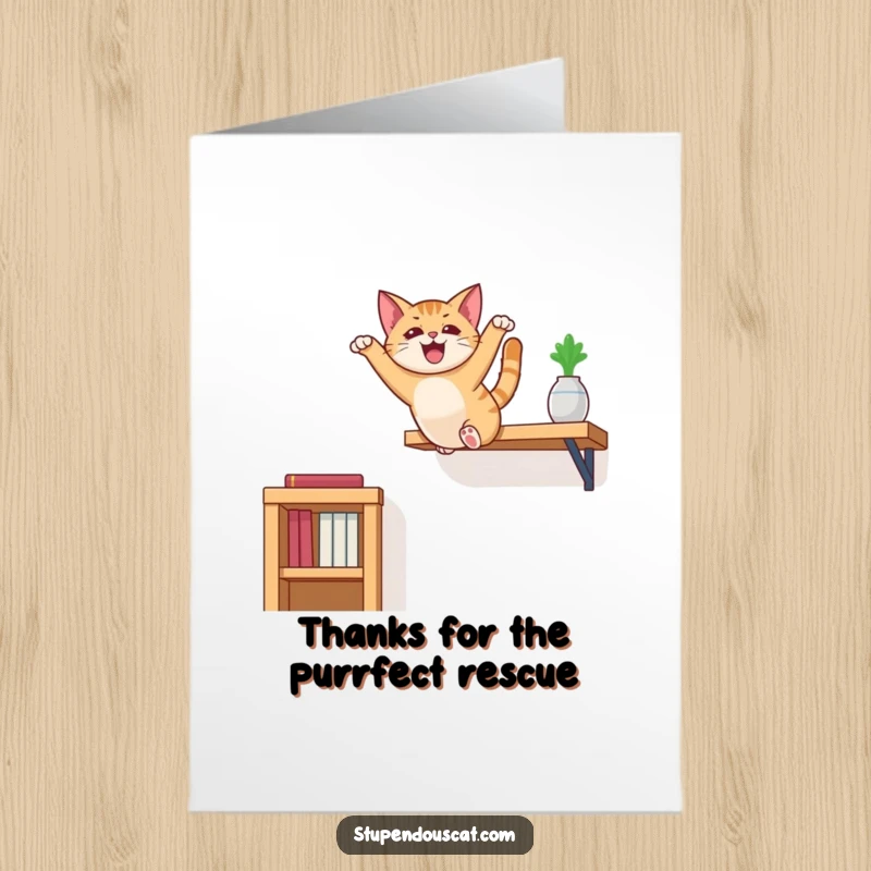Funny Free Printable Thank You Card: Energetic cat jumping with grace and style.