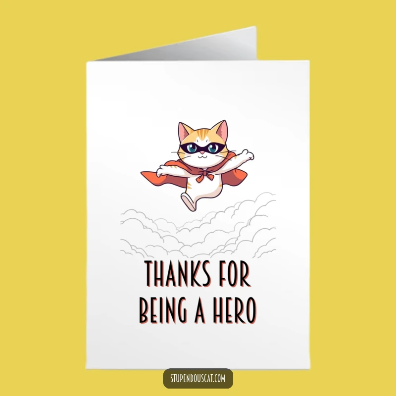 Free Printable Thank You Card: Heroic Cat Leaping, Funny Downloadable Gift