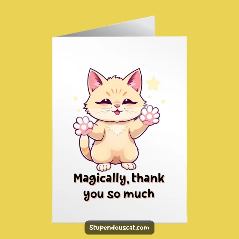 Free Printable Thank You Card: Magical Cat Energy, Funny Downloadable Gift
