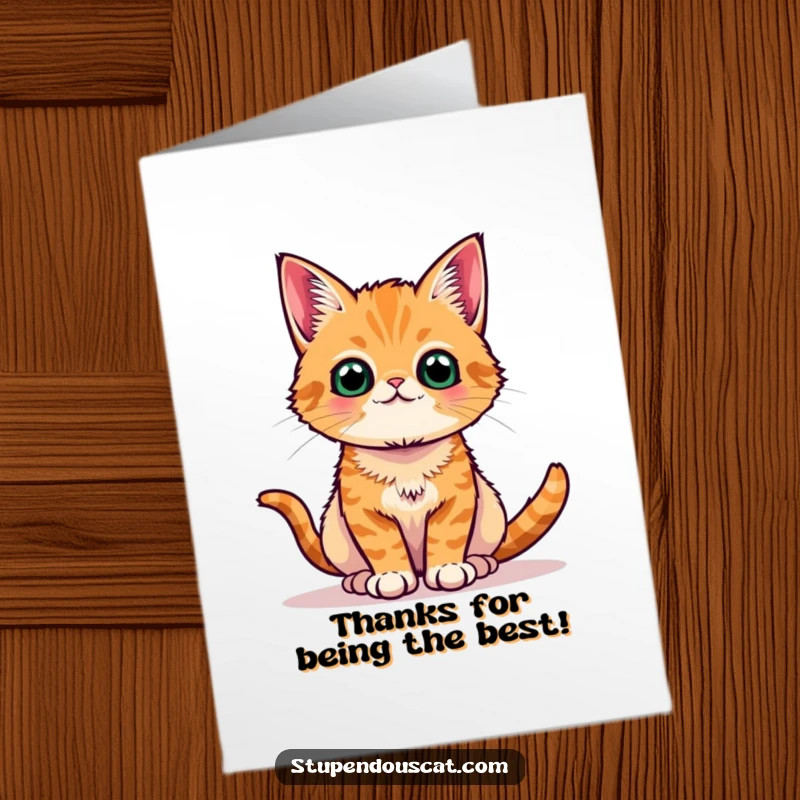 Funny Free Printable Thank You Card of an orange tabby cat in a proud, regal pose