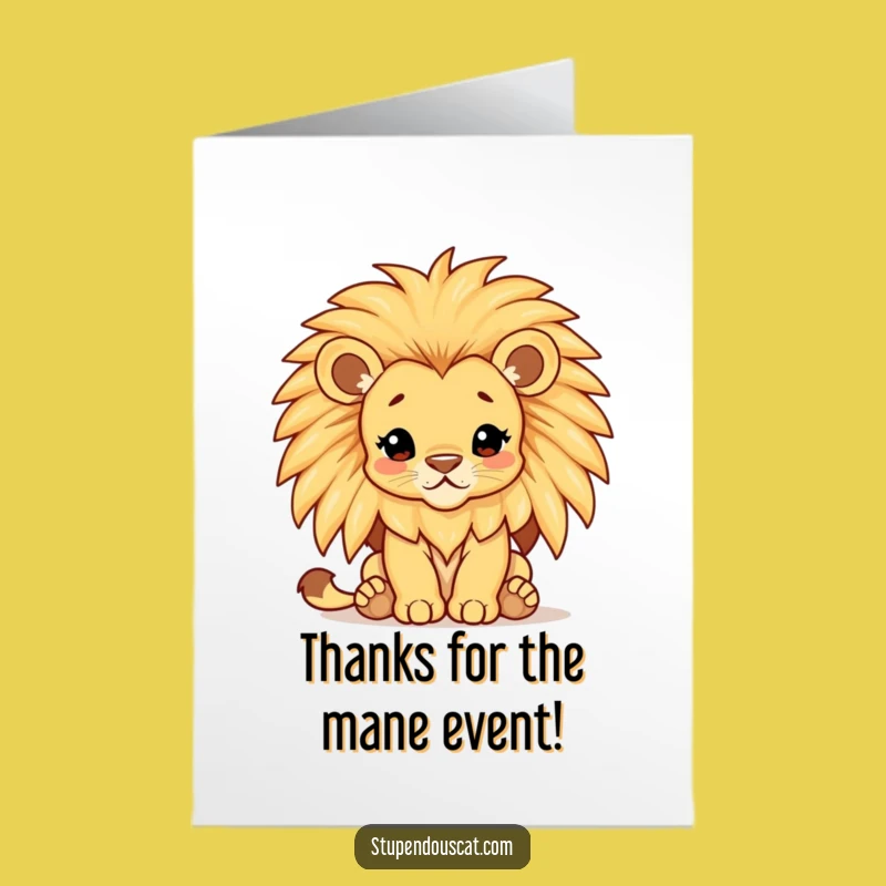 Free Printable Thank You Lion Cub Card - Big Mane Downloadable Gratitude Gift