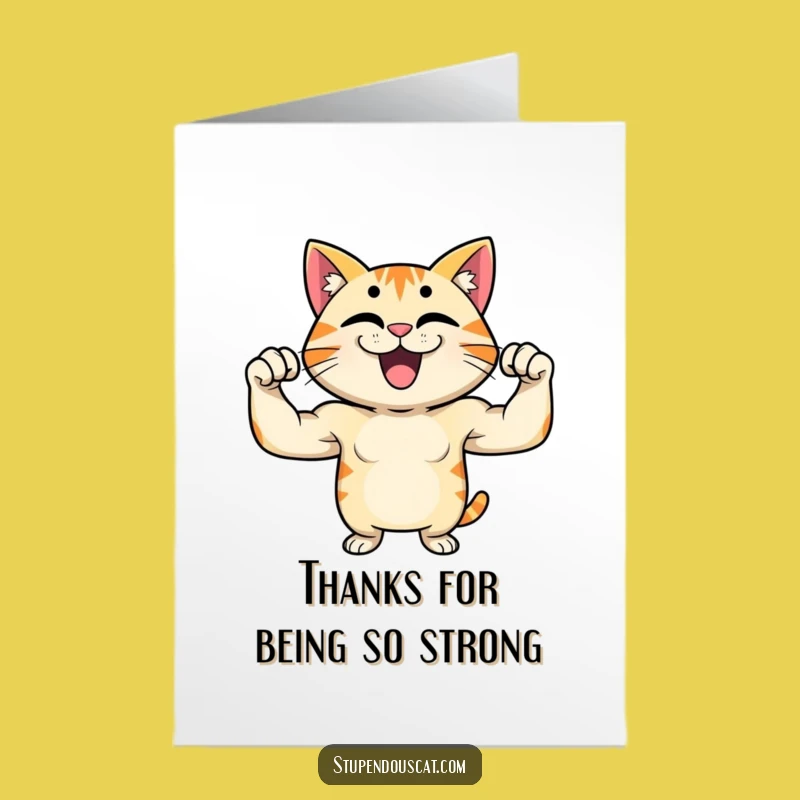 Free Printable Thank You Card: Strong Cat Flex - Funny Downloadable Gratitude DIY