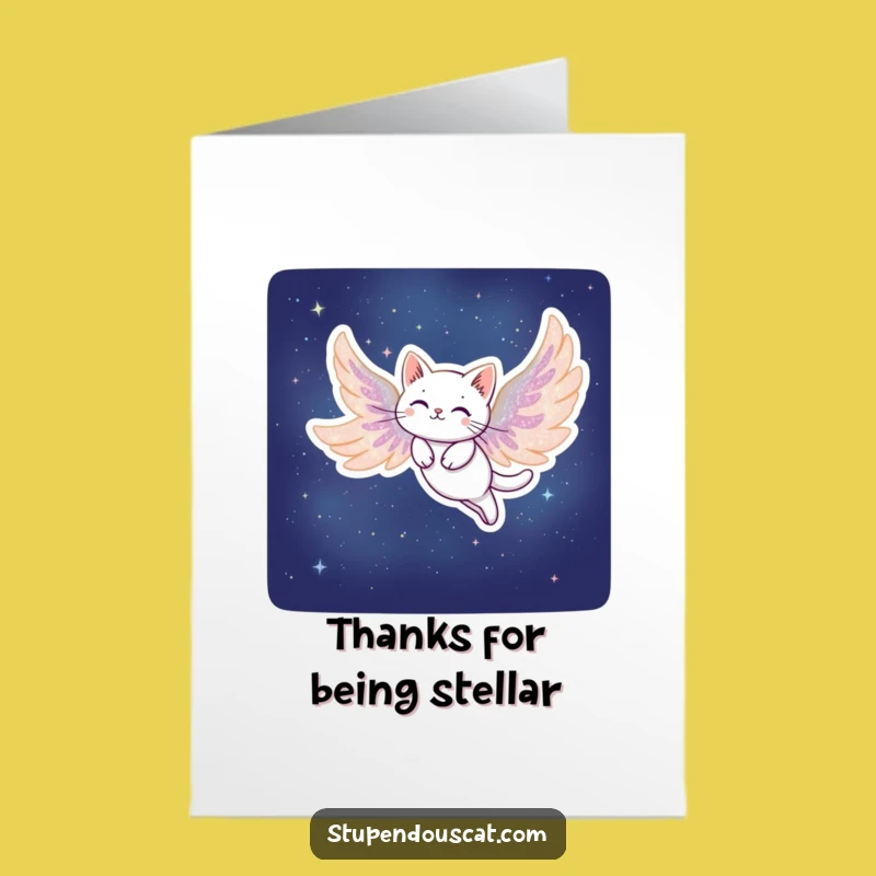 Free Printable Thank You Card: Ethereal Stardust Cat Downloadable Gift