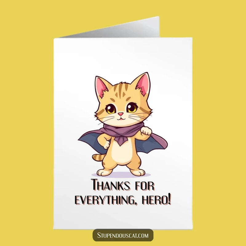 Free Printable Thank You Card - Heroic Cat Cub Gratitude Gift