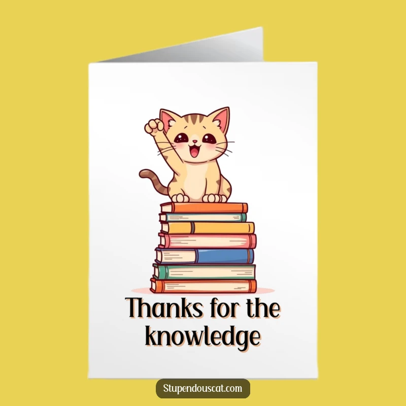 Free Printable Thank You Card: Regal Cat on Books! Hilarious Downloadable Gift.