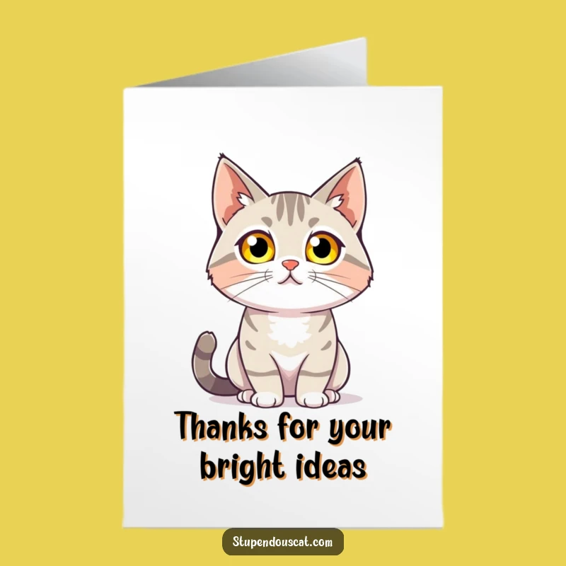 Free Printable Thank You Card: Glowing Eyes Cat, Confident Gratitude
