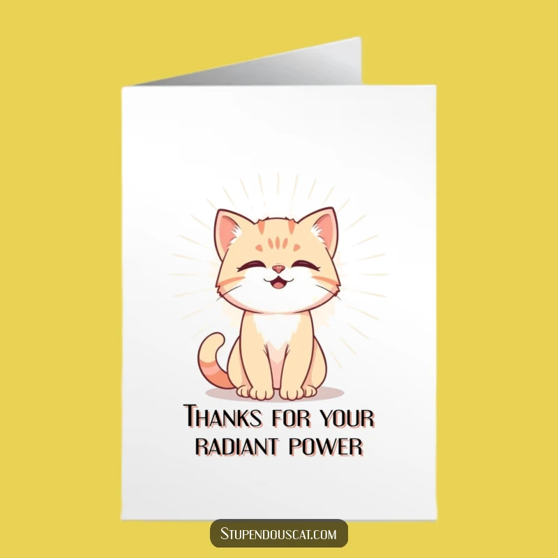Free Printable Thank You Card: Powerful Cat Cub Aura Funny Downloadable Gift
