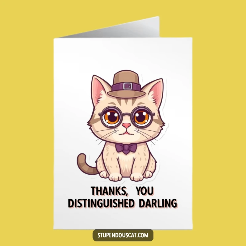 Free Printable Thank You Card: Distinguished Cat Expressing Thanks!