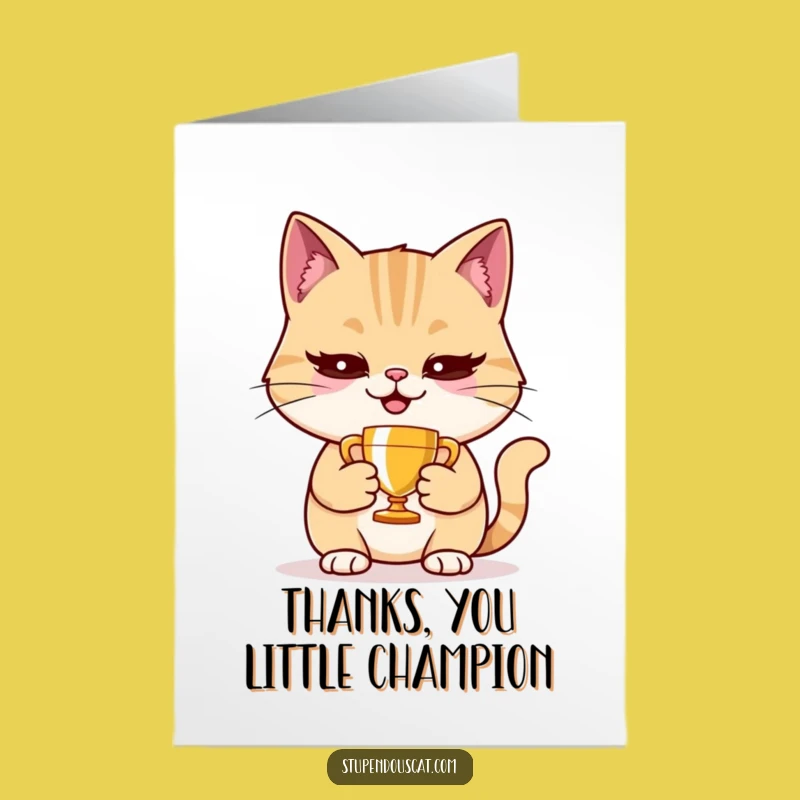 Free Printable Thank You Card Funny Cat Trophy Downloadable Art