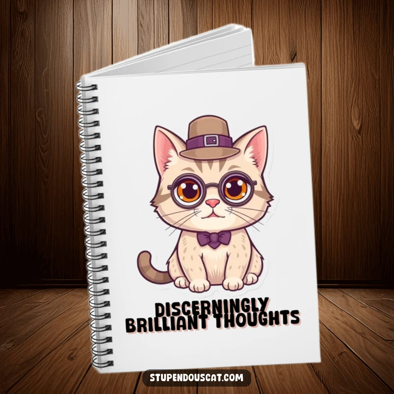 Funny Notebook with a distinguished cat wearing a monocle and top hat, ideal for jotting down sophisticated thoughts.