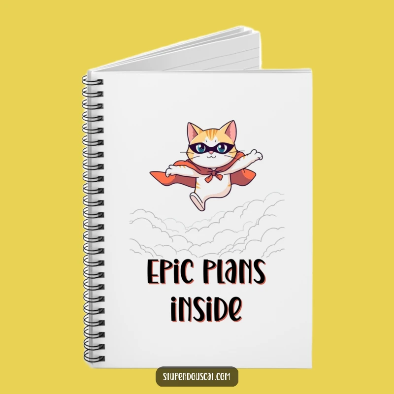 Funny Hero Cat Notebook: Record Your Adventures with Determined Leaps