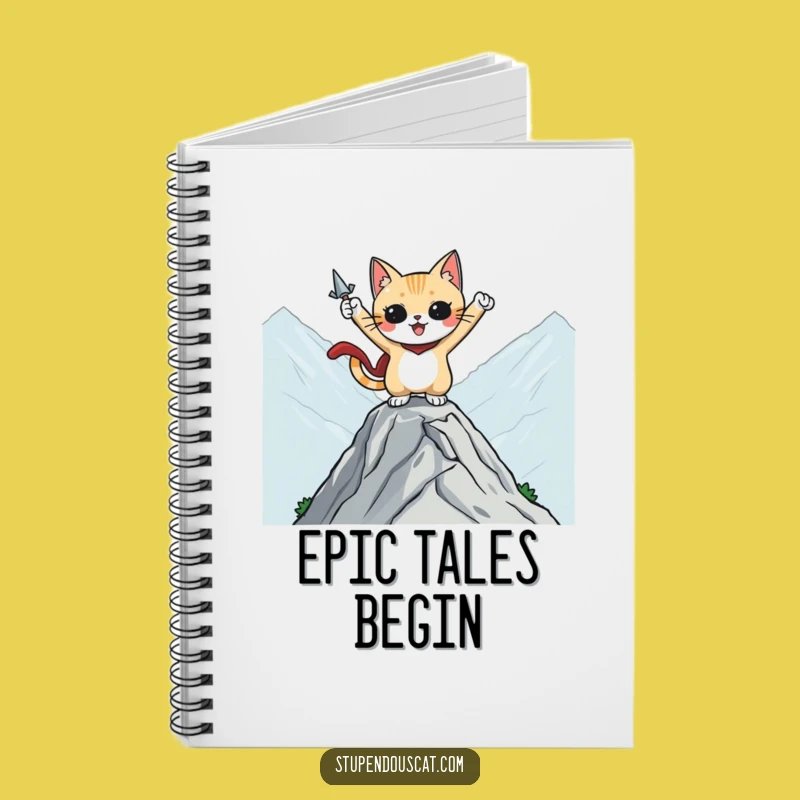 Funny Heroic Cat Mountaintop Notebook - Journal Your Epic Adventures