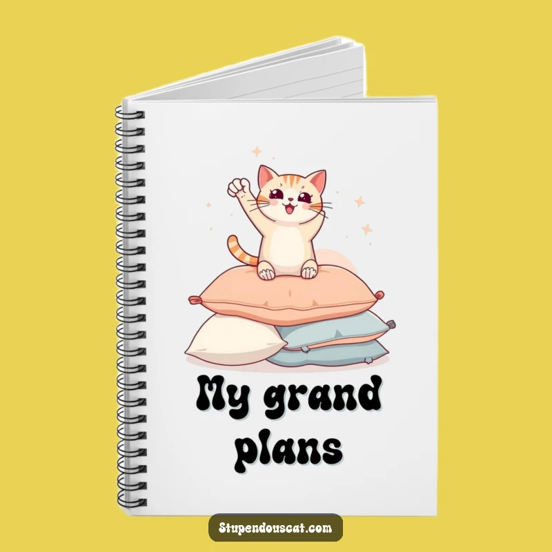 Funny Triumphant Cat Pillow Notebook - Journal Your Victories in Style