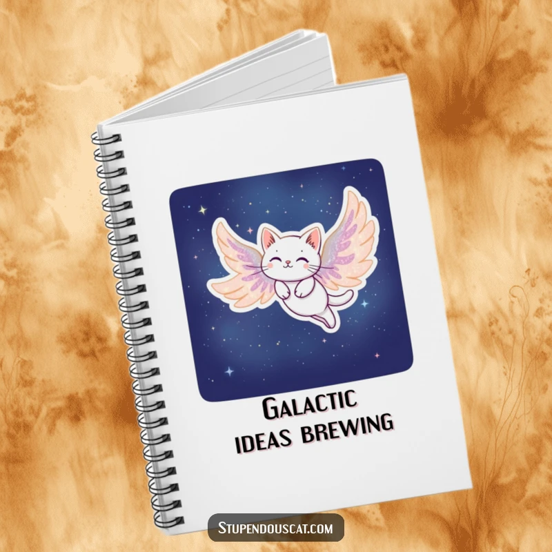 Funny Stardust Cat Notebook: A journal featuring a cat with wings made of stardust, soaring gracefully through the night.