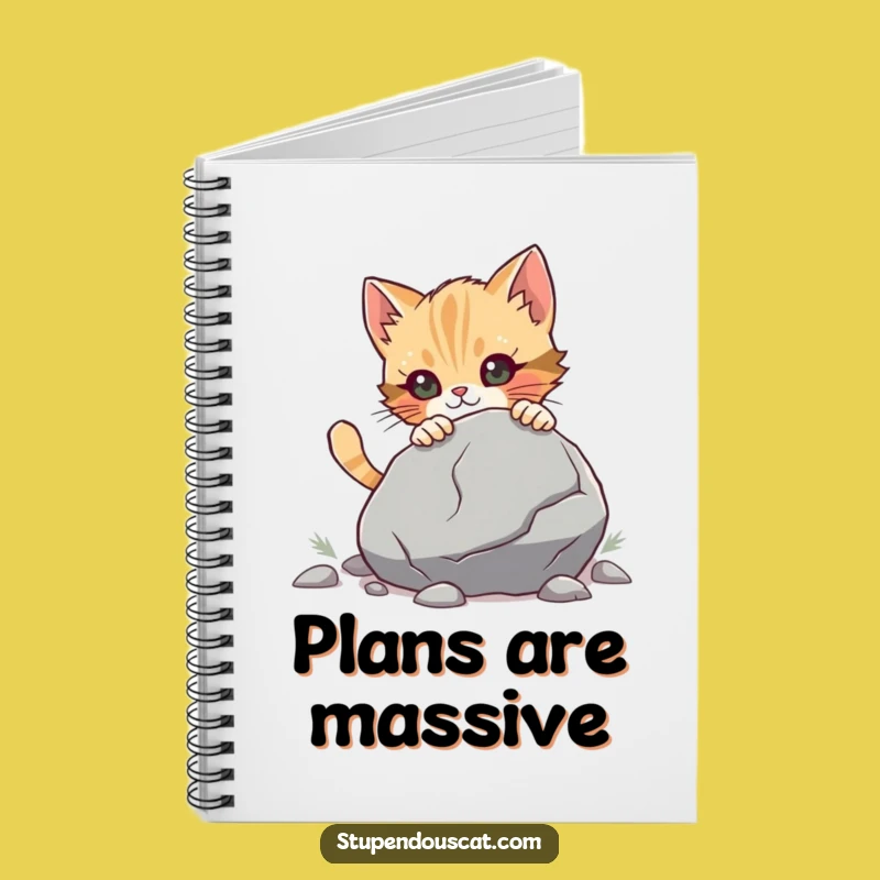 Funny Determined Cat Cub Boulder Notebook - Record Goals & Humorous Plans