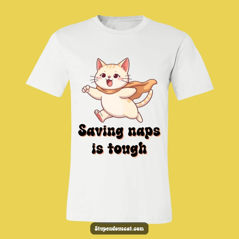 Funny Cat Superhero T-Shirt - Billowing Cape Action Shirt, Hilarious Gift Idea