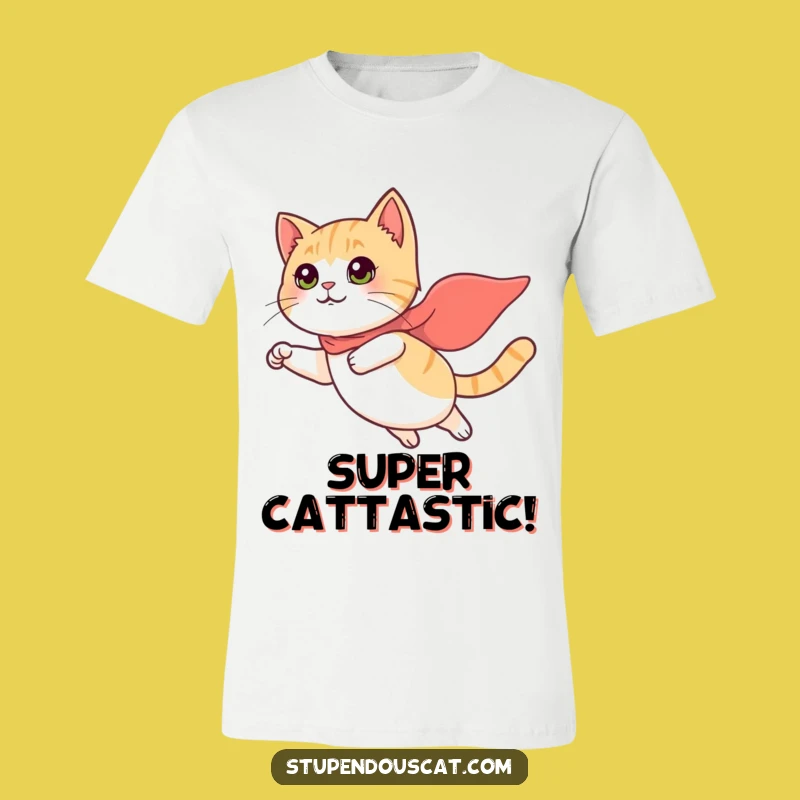 Funny Flying Cat T-Shirt - Tiny Cape Hero Tee for Feline Admirers