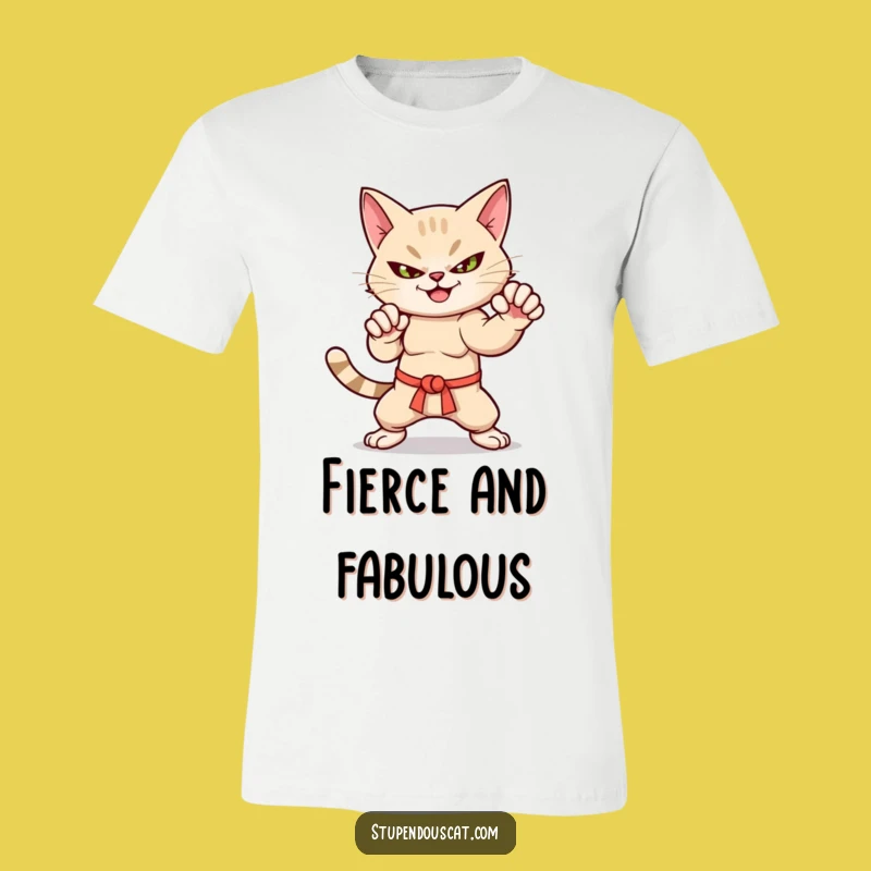 Funny Martial Arts Cat T-Shirt - Dynamic Feline Fighter Tee