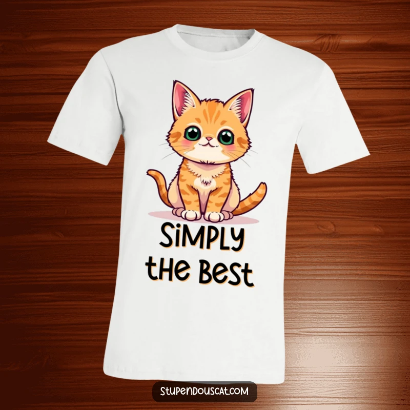 Funny orange tabby cat t-shirt, striking a regal and proud pose, embodying a sophisticated and charming feline attitude.
