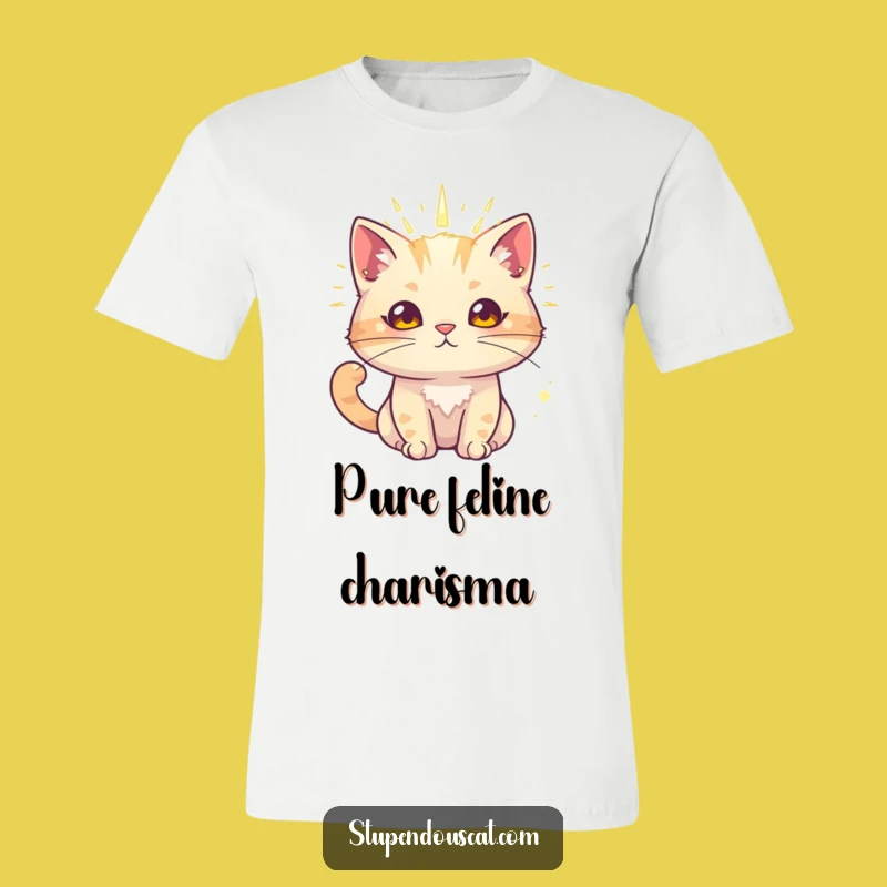 Funny Radiant Cat T-Shirt - Exude Charm Aura Humor Tee