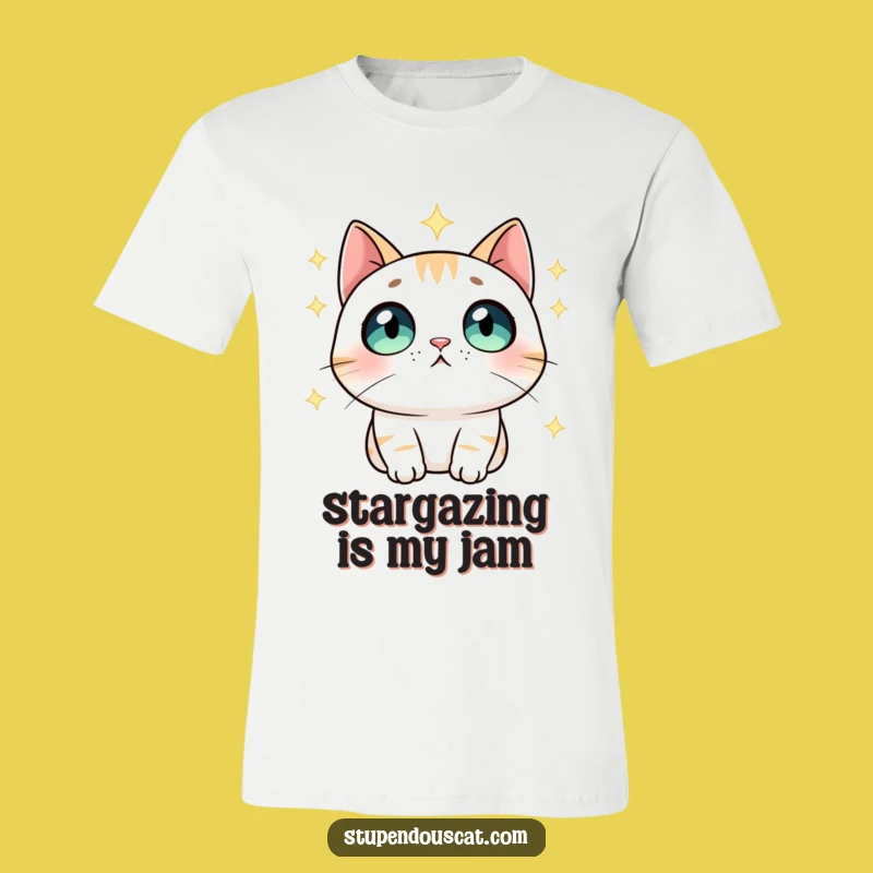 Funny Starry-Eyed Cat T-Shirt: Awe-Inspiring Feline Celestial Funny Gift