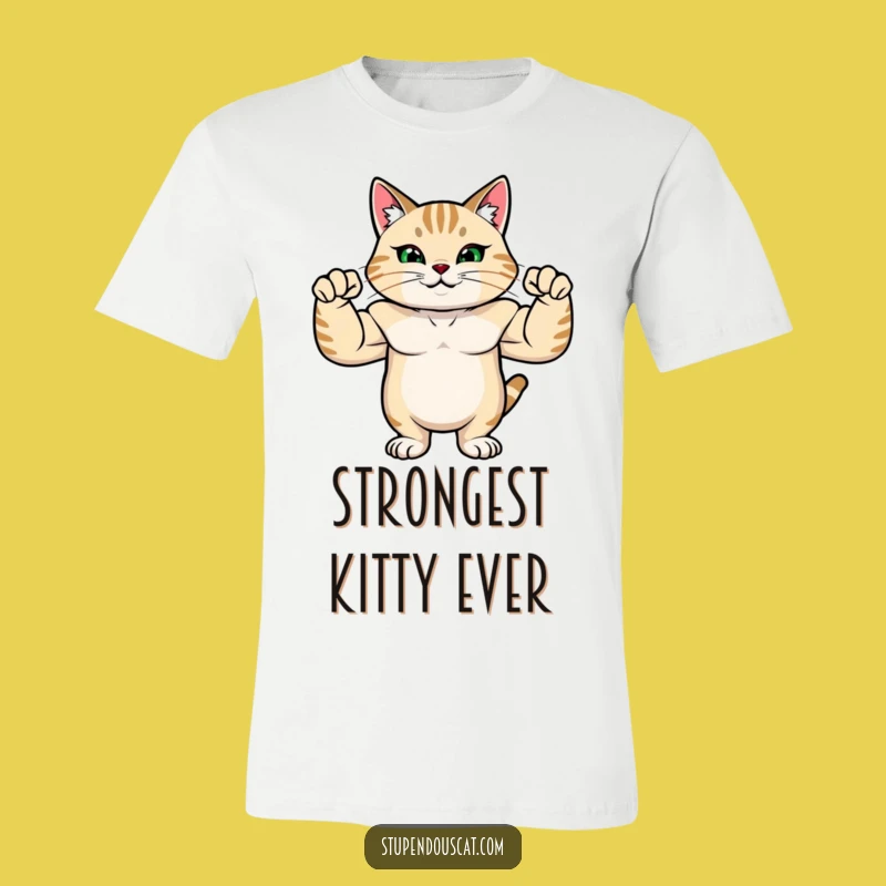 Funny Strong Cat T-Shirt: Flex Your Muscles, Prideful Bicep Power Tee