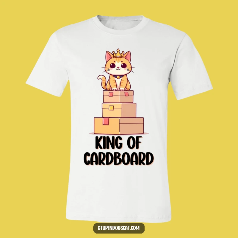 Funny Regal Cat Box Tower T-Shirt - Comical Feline Royalty Tee