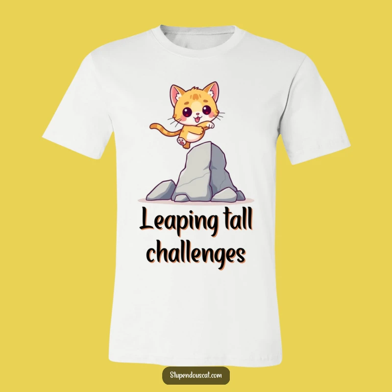 Valiant Cat Cub Leap T-Shirt: Jump Over Challenges in Style!