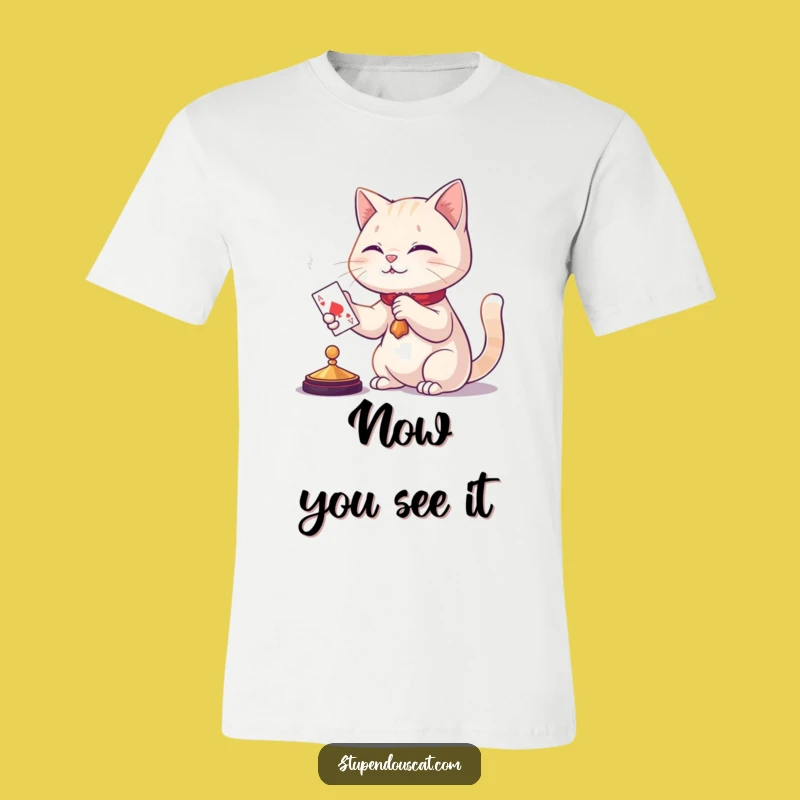 Funny Cat Magician T-Shirt: Card Appearing Trick - Hilarious Gift for Cat Lovers