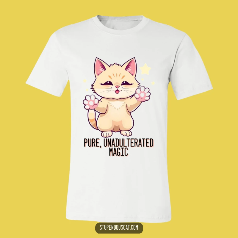 Funny Magical Cat T-Shirt: Sparkling Energy Paws, Awe-Inspiring Sorcery Tee