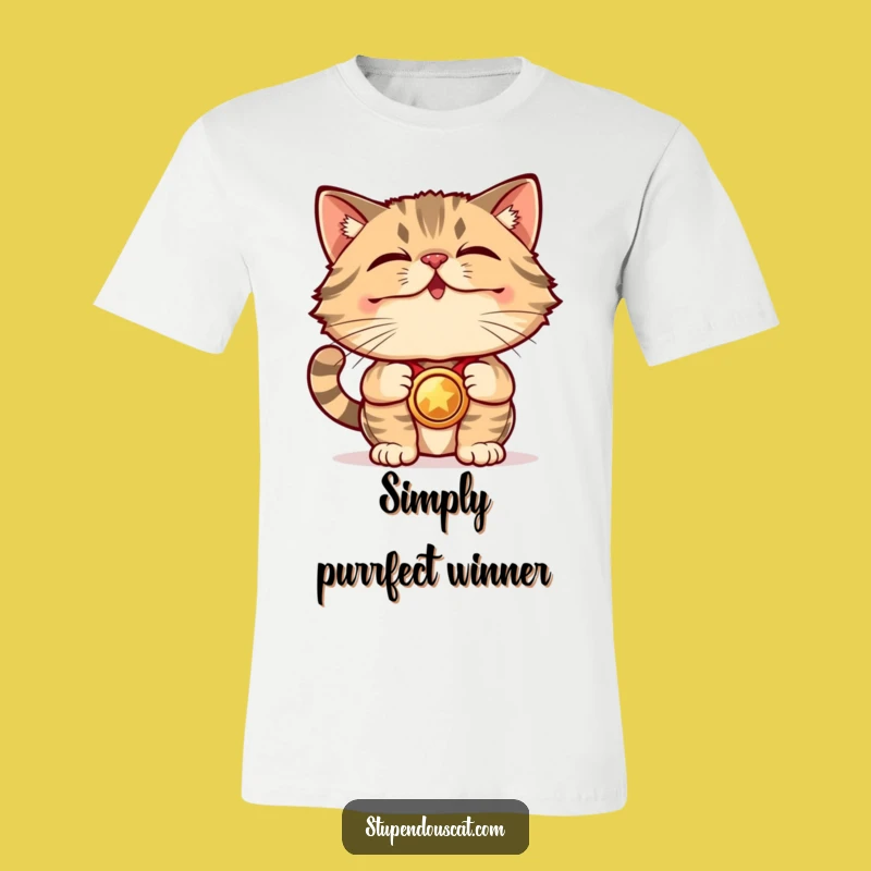 Funny Champion Cat T-Shirt - Stupendous Medal Tee for Winners