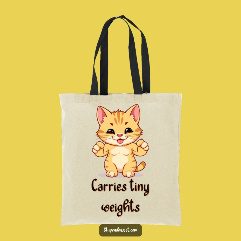 Funny Strong Cat Cub Flexing Muscles Tote Bag - Stylish and Hilarious Accessory
