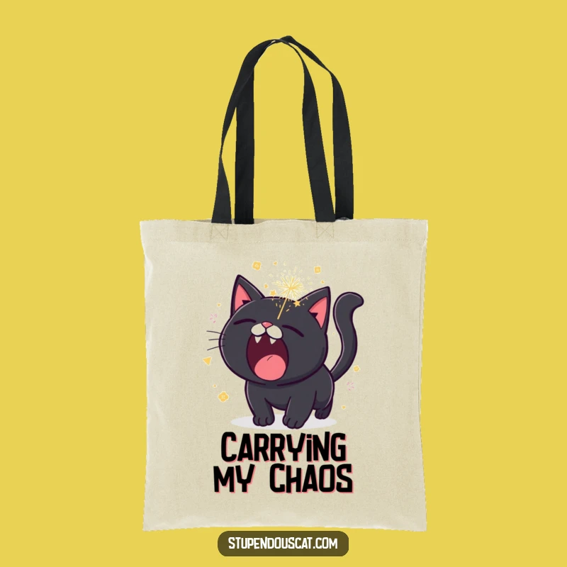 Funny Roaring Cat Fireworks Tote Bag - Explosive Pet Accessory Gift