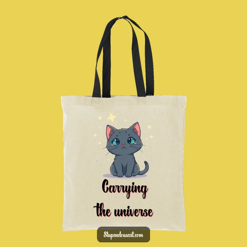 Funny Mysterious Cat Starry Sky Tote Bag: Carry the Universe, Perfect Funny Gift
