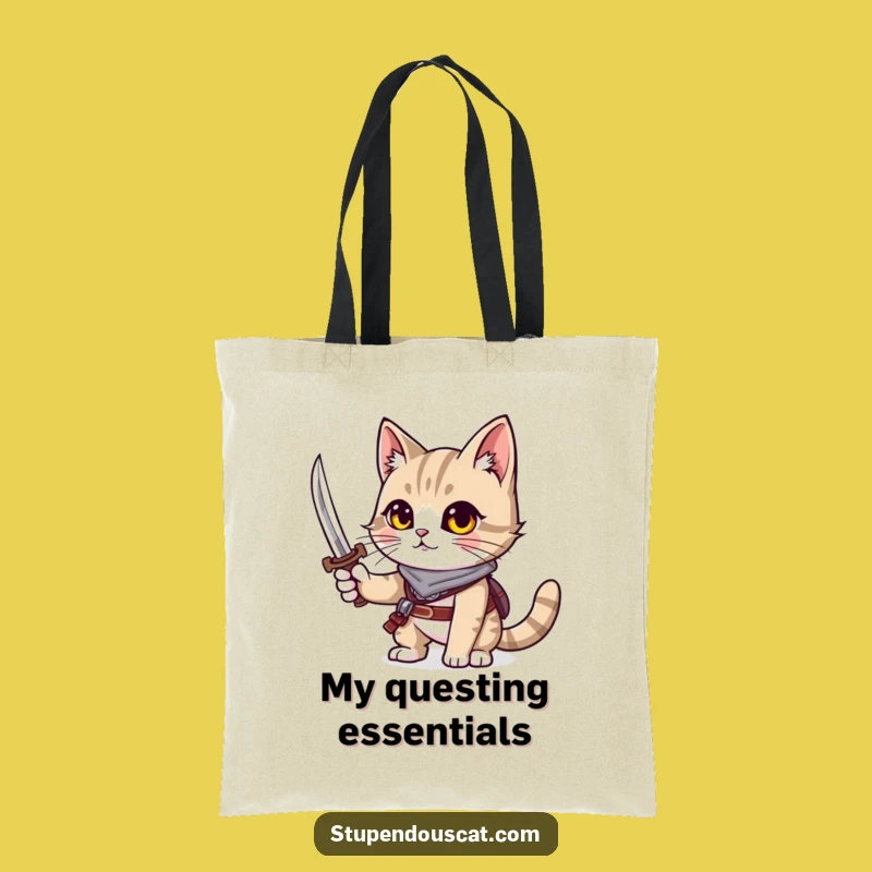 Funny Adventurous Cat Tote Bag - Carry Your Sword and Essentials Gift