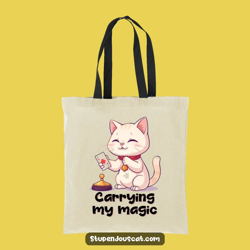 Funny Cat Magic Tote Bag: Card Appearing Trick - Stylish & Humorous Gift