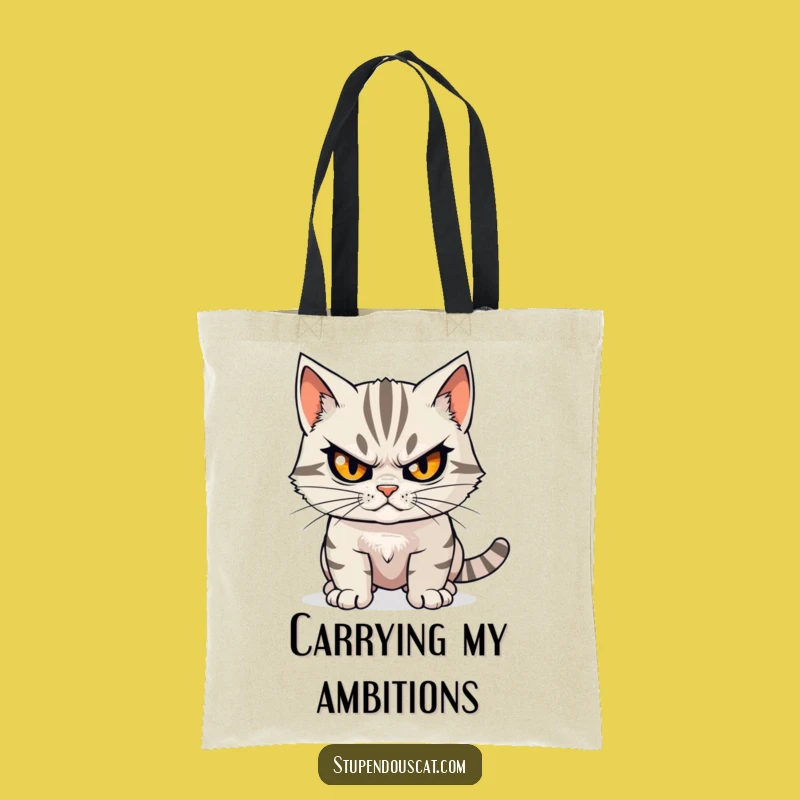 Funny Determined Cat Tote Bag: Carry Your Purpose with Style