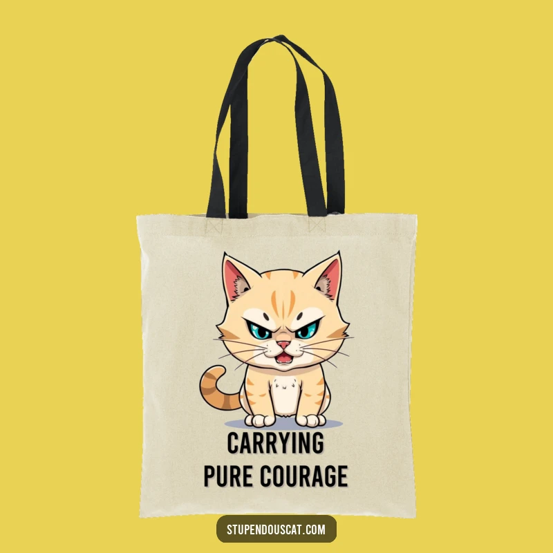Funny Fearless Cat Tote Bag: Carry Your Courage with Style
