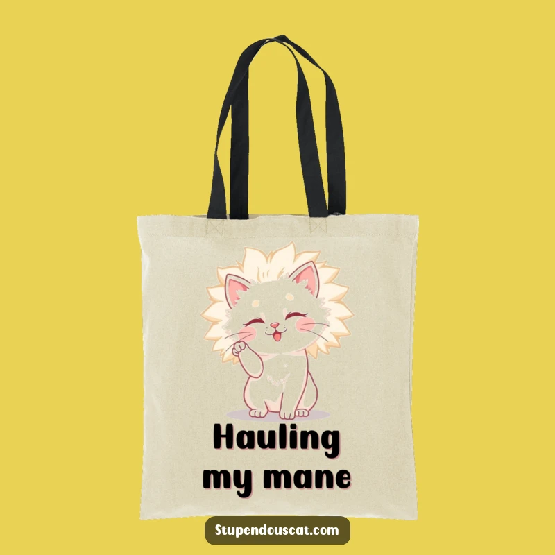 Funny Fluffy Mane Cat Tote Bag - Stylish & Humorous Pet Carryall Gift
