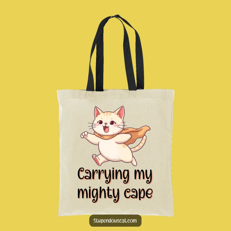 Funny Leaping Cat Tote Bag - Determined Hero Capable Carryall, Hilarious Gift
