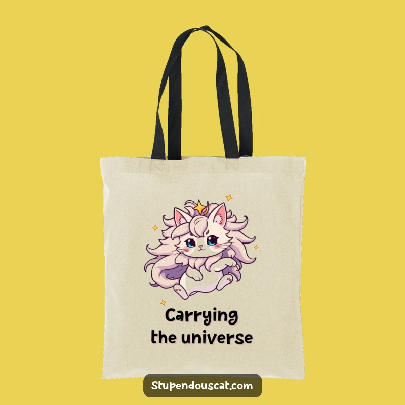 Funny Majestic Starry Mane Cat Tote Bag: Carry Your Essentials with Cosmic Flair, Great Gift!