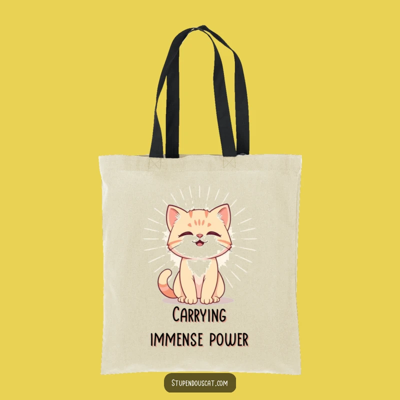 Funny Powerful Cat Cub Aura Tote Bag - Carry Strength & Humor